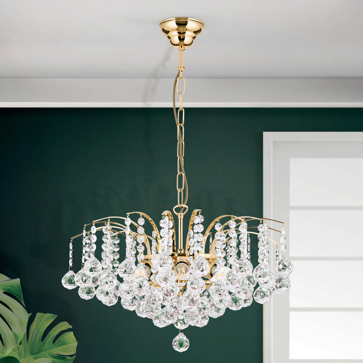 KRISTALL-HÄNGELEUCHTE 52/35 cm   - Goldfarben, LIFESTYLE, Glas/Metall (52/35cm)