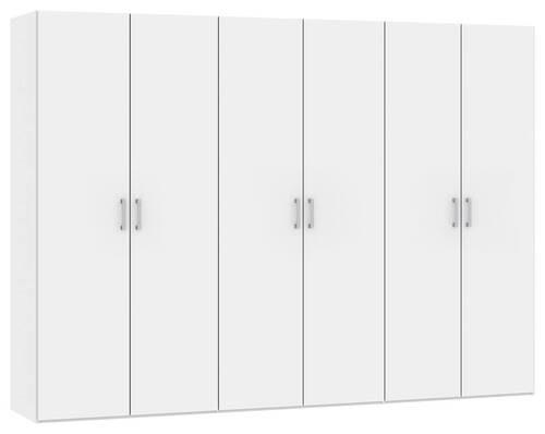 DREHTÜRENSCHRANK 303/215/59 cm 6-türig Weiß  - Chromfarben/Weiß, Design, Holzwerkstoff (303/215/59cm) - Boxxx