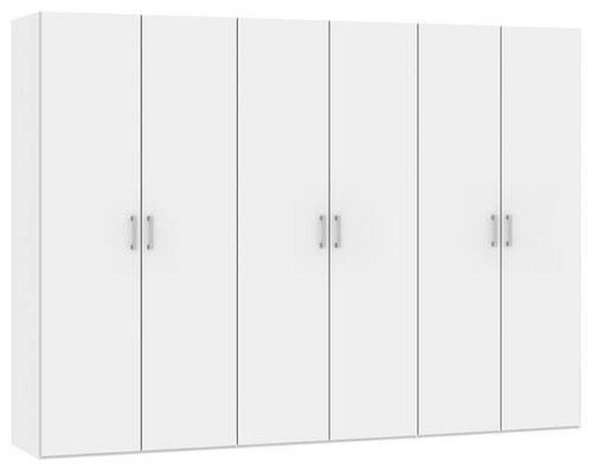 DREHTÜRENSCHRANK 303/215/59 cm 6-türig Weiß  - Chromfarben/Weiß, Design, Holzwerkstoff (303/215/59cm) - Boxxx