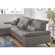 ECKSOFA in Echtleder Grau  - Schwarz/Grau, Design, Leder/Metall (193/328cm) - Dieter Knoll