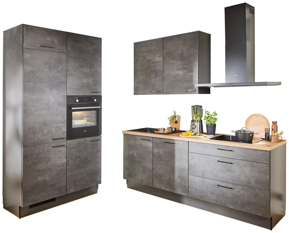ECKKÜCHE 120/220 cm  in Graphitfarben  - Schwarz/Graphitfarben, Design, Holzwerkstoff/Metall (120/220cm) - Xora