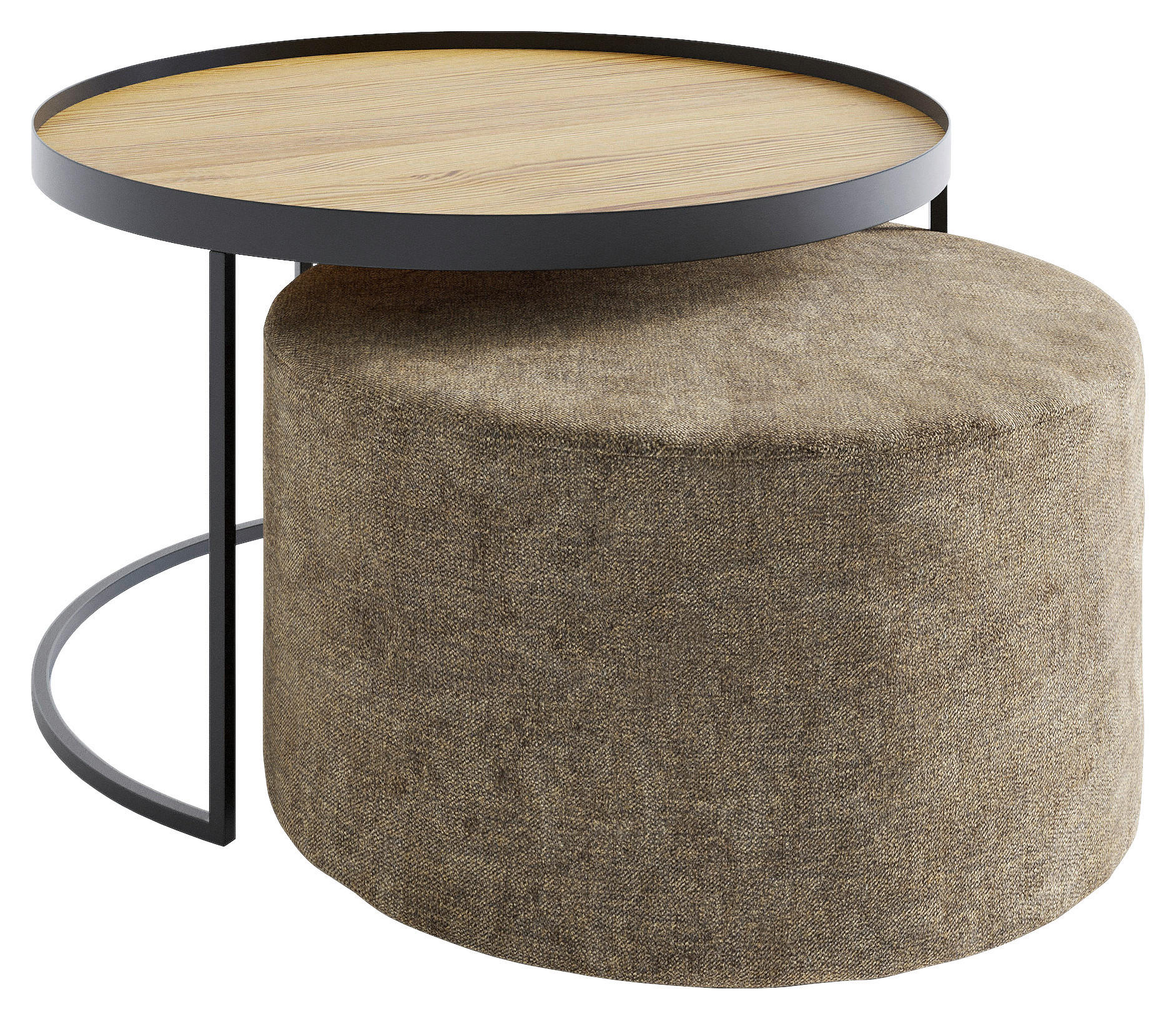COUCHTISCHSET in Holz 50/50/39 cm  - Eichefarben/Schwarz, Design, Holz/Textil (50/50/39cm) - Novel