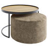 COUCHTISCHSET in Holz 50/50/39 cm  - Eichefarben/Schwarz, Design, Holz/Textil (50/50/39cm) - Novel