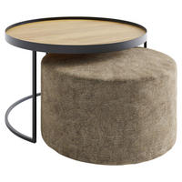 COUCHTISCHSET in Holz 50/50/39 cm  - Eichefarben/Schwarz, Design, Holz/Textil (50/50/39cm) - Novel