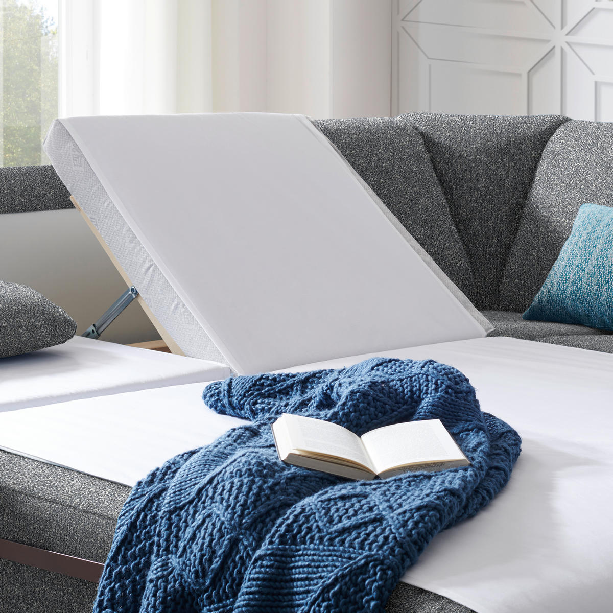 WOHNLANDSCHAFT  in Mikrovelours Grau  - Alufarben/Grau, KONVENTIONELL, Kunststoff/Textil (236/322/158cm) - Sedda