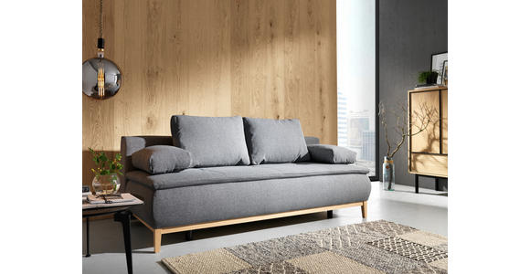 BOXSPRINGSOFA in Webstoff Türkis - Türkis/Eichefarben, Design, Holz/Textil (202/78/93/100cm) - Venda