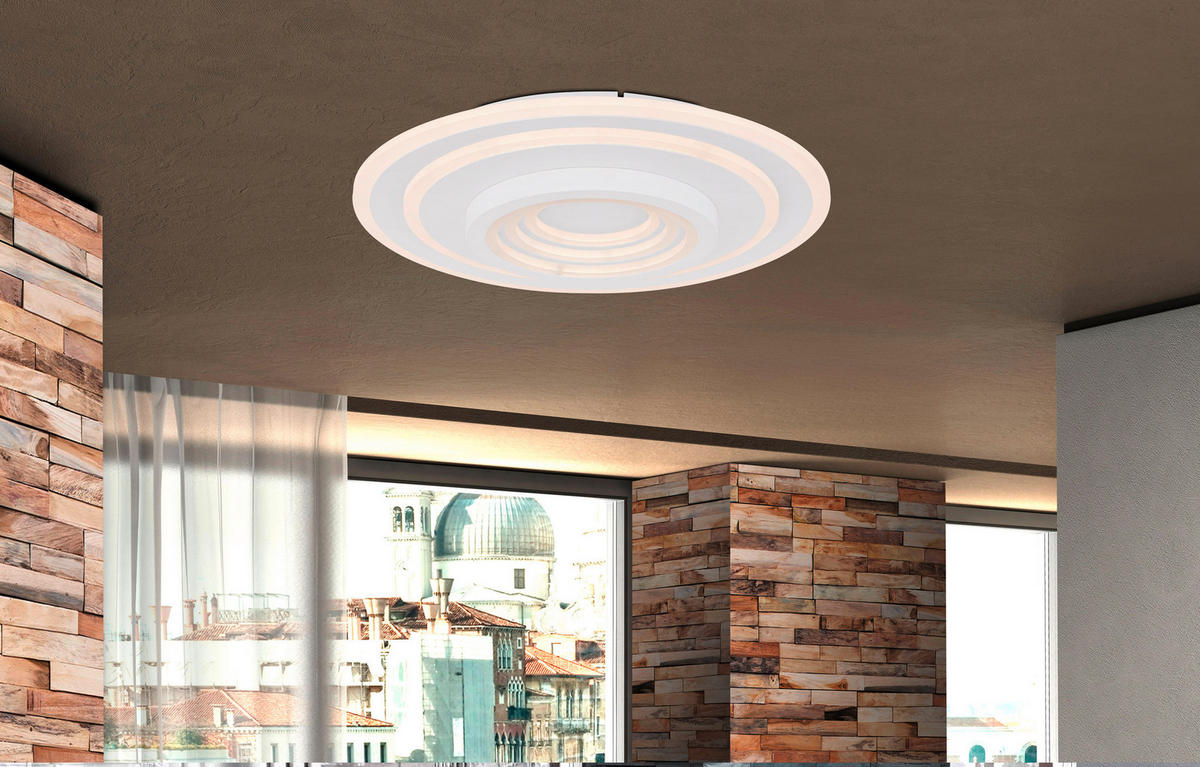 LED-DECKENLEUCHTE Bafur 49,5/7 cm   - Weiß, Design, Kunststoff/Metall (49,5/7cm) - Globo