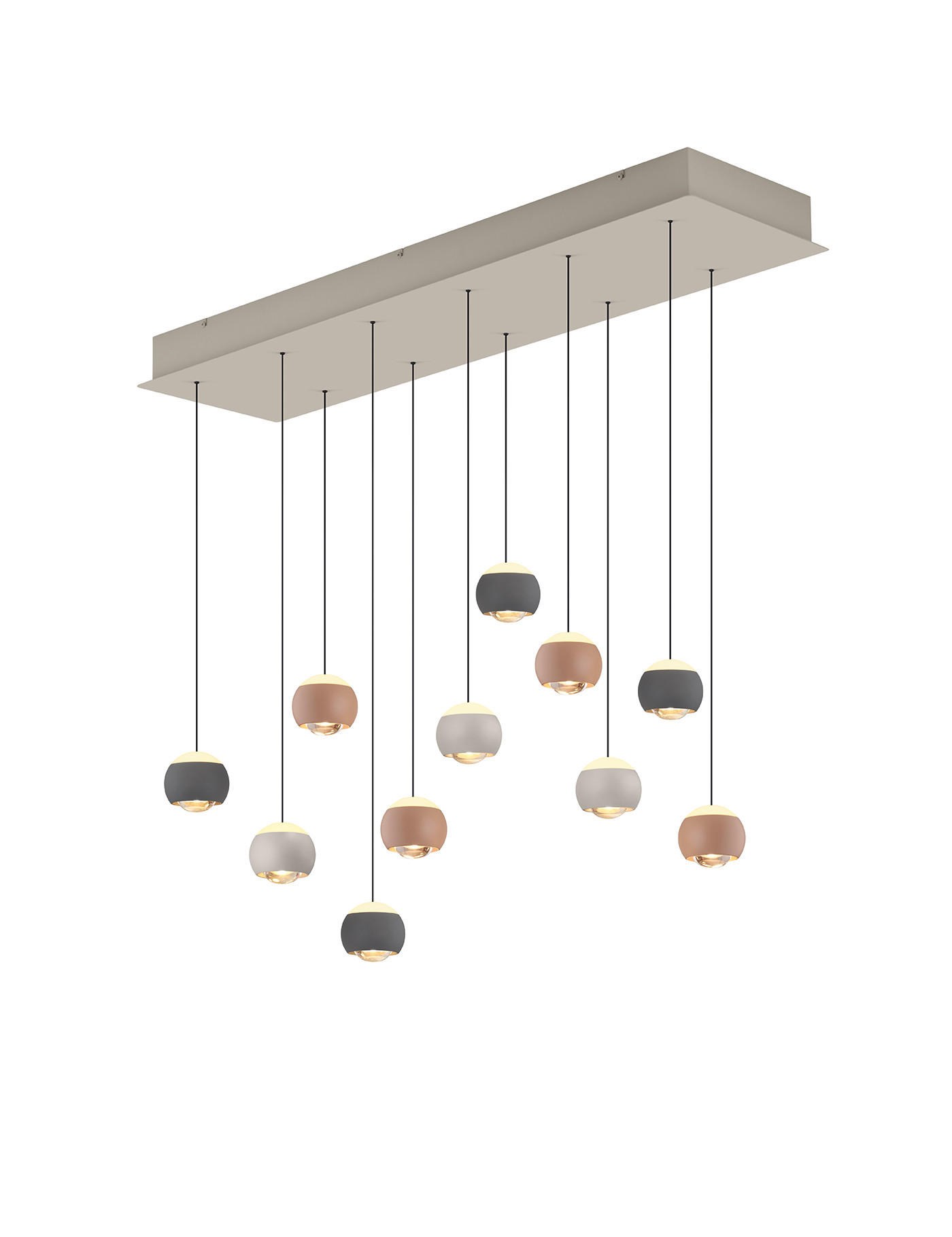 Thumbnail - Musterring Led-Hängeleuchte Musterring, Anthrazit, Transparent, Grauweiß, Aprikose, Metall, Kunststoff, 30x200x114 cm, F...