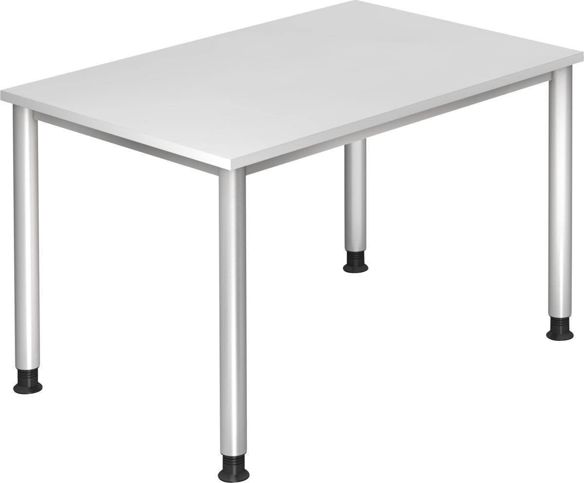 SCHREIBTISCH 120/80/68-76 cm  in Silberfarben, Weiß  - Silberfarben/Weiß, KONVENTIONELL, Holzwerkstoff/Metall (120/80/68-76cm) - Venda