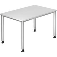 SCHREIBTISCH 120/80/68-76 cm  in Silberfarben, Weiß  - Silberfarben/Weiß, KONVENTIONELL, Holzwerkstoff/Metall (120/80/68-76cm) - Venda