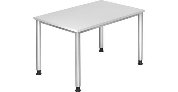 SCHREIBTISCH 120/80/68-76 cm  in Silberfarben, Weiß  - Silberfarben/Weiß, KONVENTIONELL, Holzwerkstoff/Metall (120/80/68-76cm) - Venda