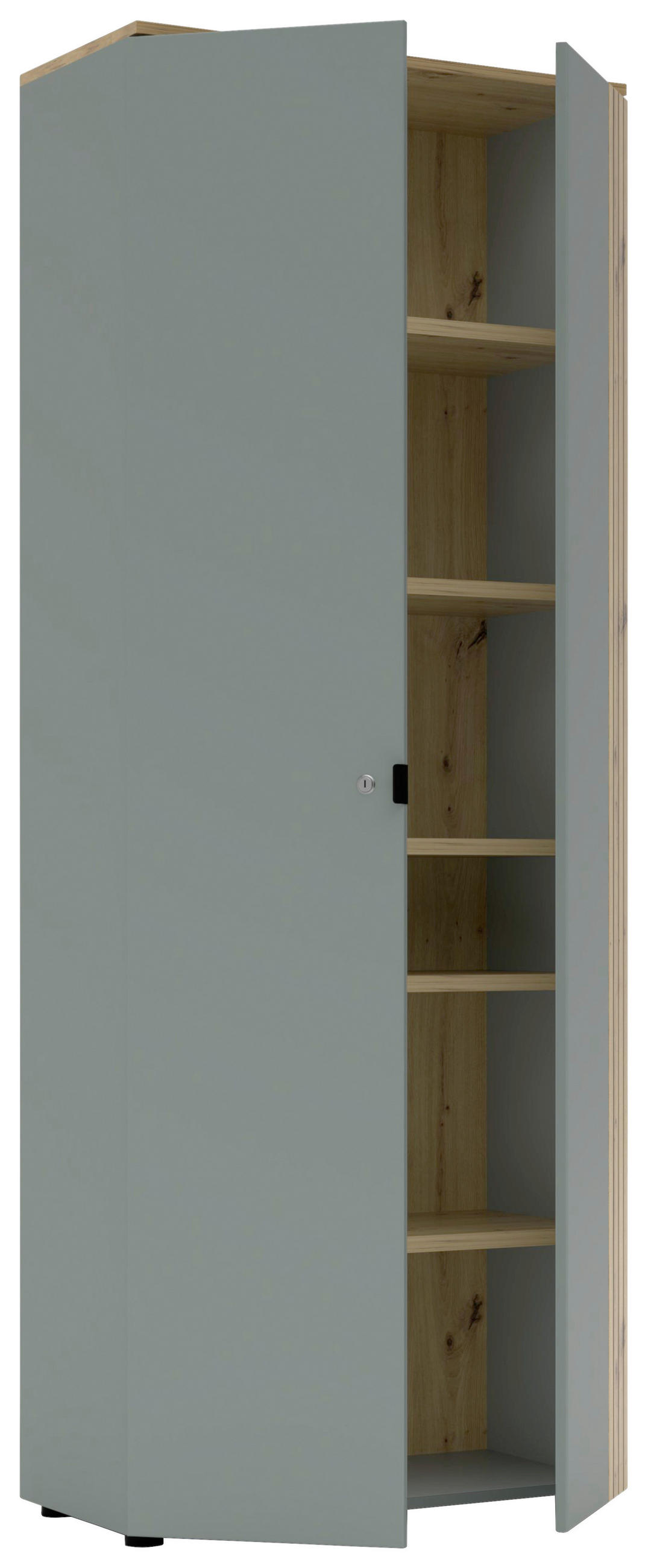 AKTENSCHRANK Eiche Artisan, Schilfgrün  - Schilfgrün/Eiche Artisan, KONVENTIONELL, Holzwerkstoff (75/198/38cm) - Voleo