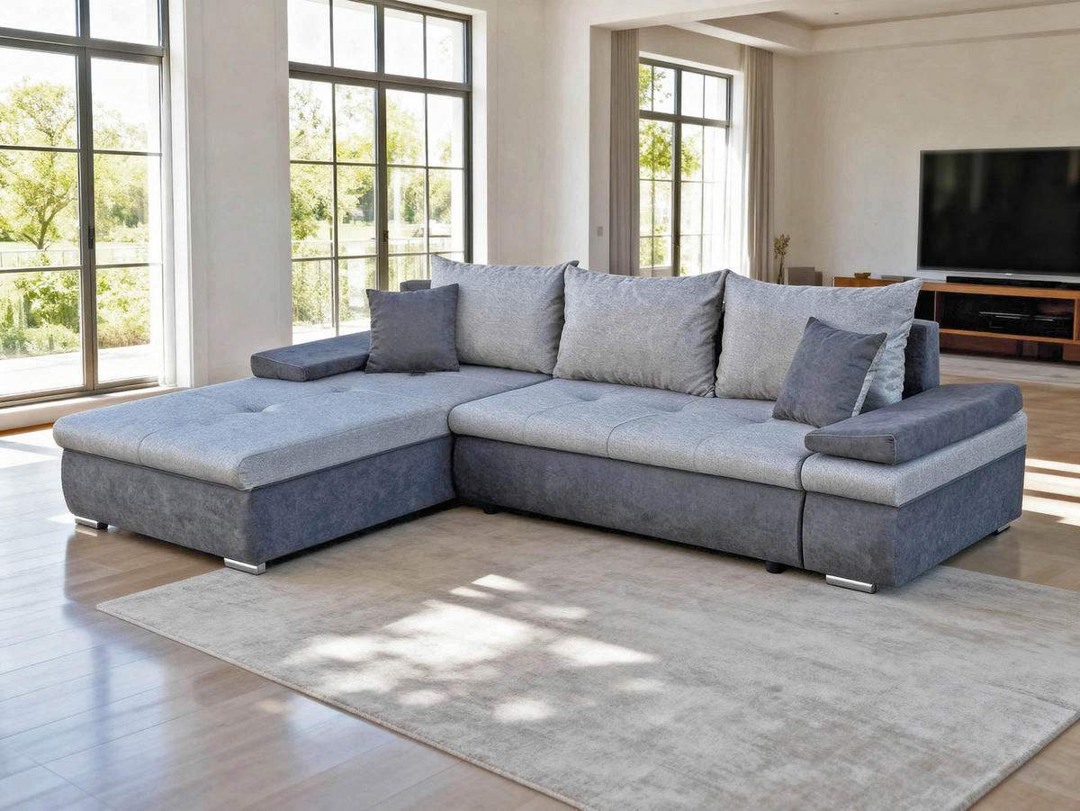 UGAONA GARNITURA svetlosiva  - svetlosiva, Moderno, koža/drvo (274/88/71/182/92cm) - Ti'me