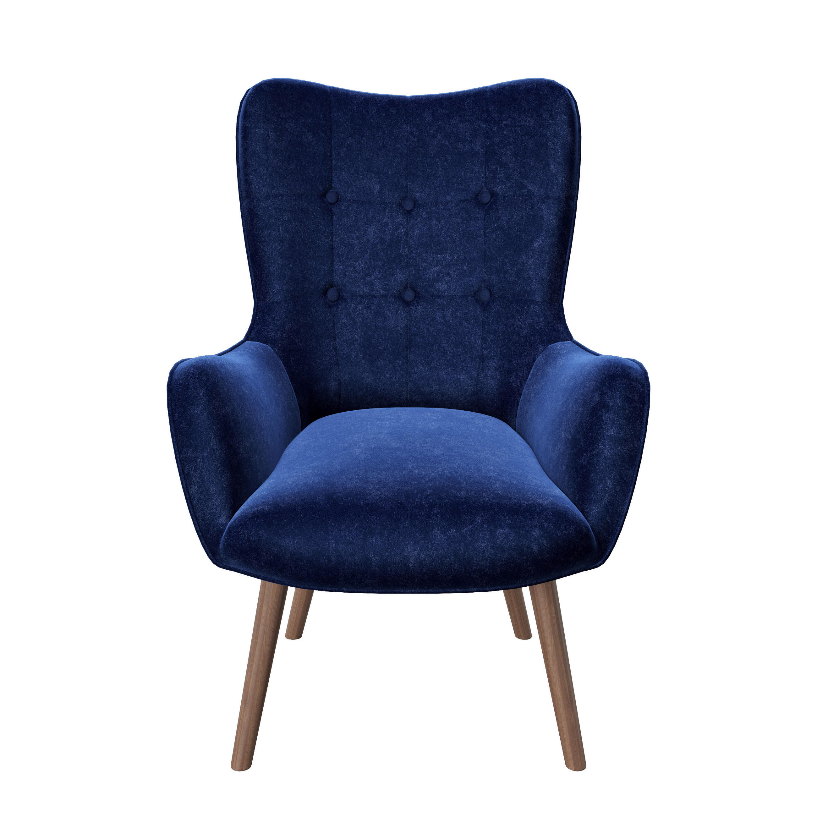 OHRENSESSEL in Samt Blau  - Blau/Braun, KONVENTIONELL, Holz/Textil (68/99/77cm) - Playboy