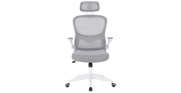 DREHSTUHL in Netzbespannung Grau, Weiß - Weiß/Grau, KONVENTIONELL, Kunststoff/Textil (63,5/122-132/66cm) - Carryhome