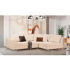 ECKSOFA inkl. Hocker Ariella in Cord Creme  231/161 cm  - Creme/Naturfarben, Design, Holz/Textil (231/161cm) - Livetastic