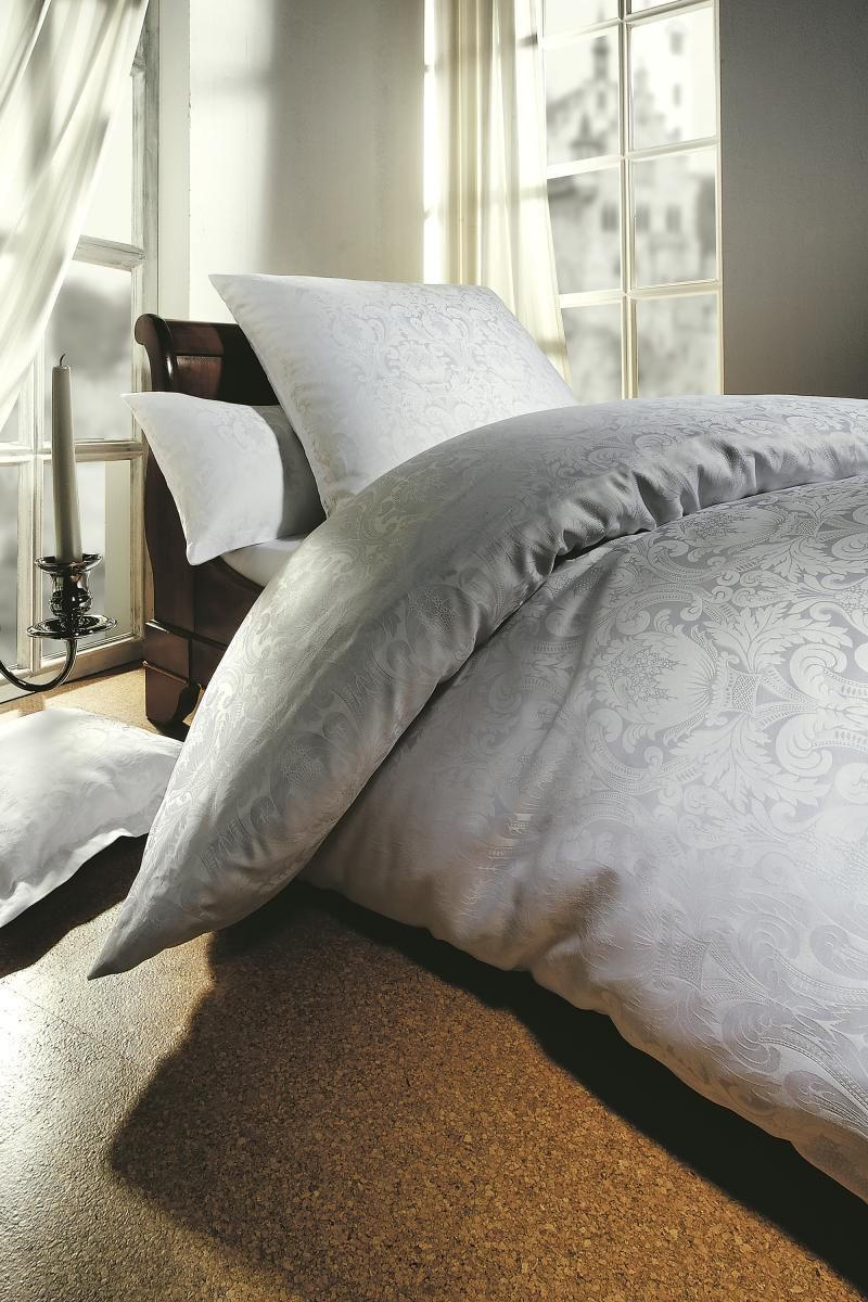 BETTWÄSCHE Florenz Makosatin 140/200 cm  - Weiß, LIFESTYLE, Textil (140/200cm) - Curt Bauer