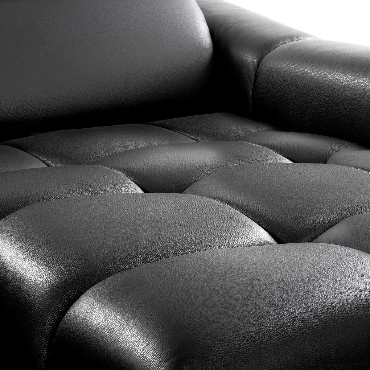 ECKSOFA  Echtleder Schwarz  - Schwarz, Design, Leder/Kunststoff (274/177cm) - Livetastic