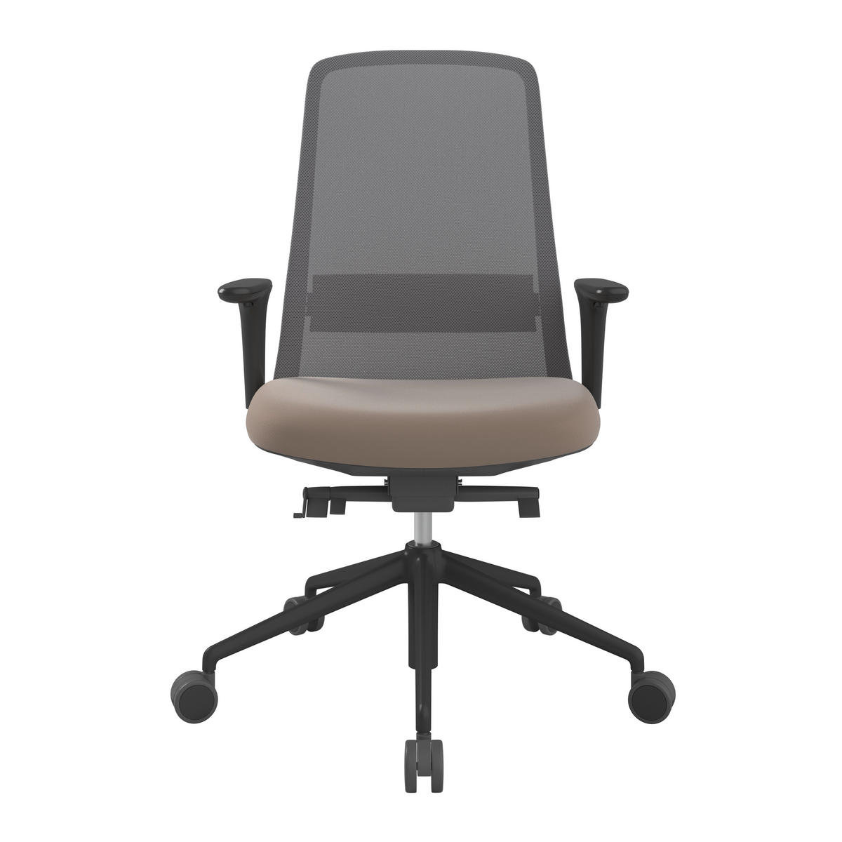 DREHSTUHL Lederlook Grau, Schwarz, Cappuccino  - Schwarz/Grau, MODERN, Kunststoff/Textil (70/103-115/70cm)