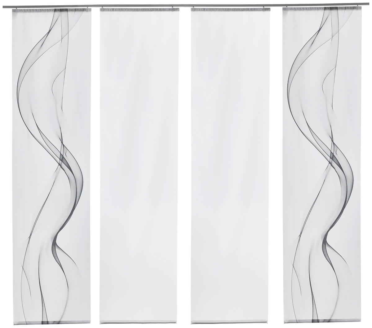 FLÄCHENVORHANG  4 Stück  halbtransparent   60/245 cm  - Weiß/Grau, Design, Textil (60/245cm) - Novel