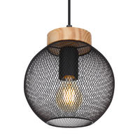 HÄNGELEUCHTE 20/120 cm    - Schwarz/Braun, Basics, Holz/Metall (20/120cm) - Globo