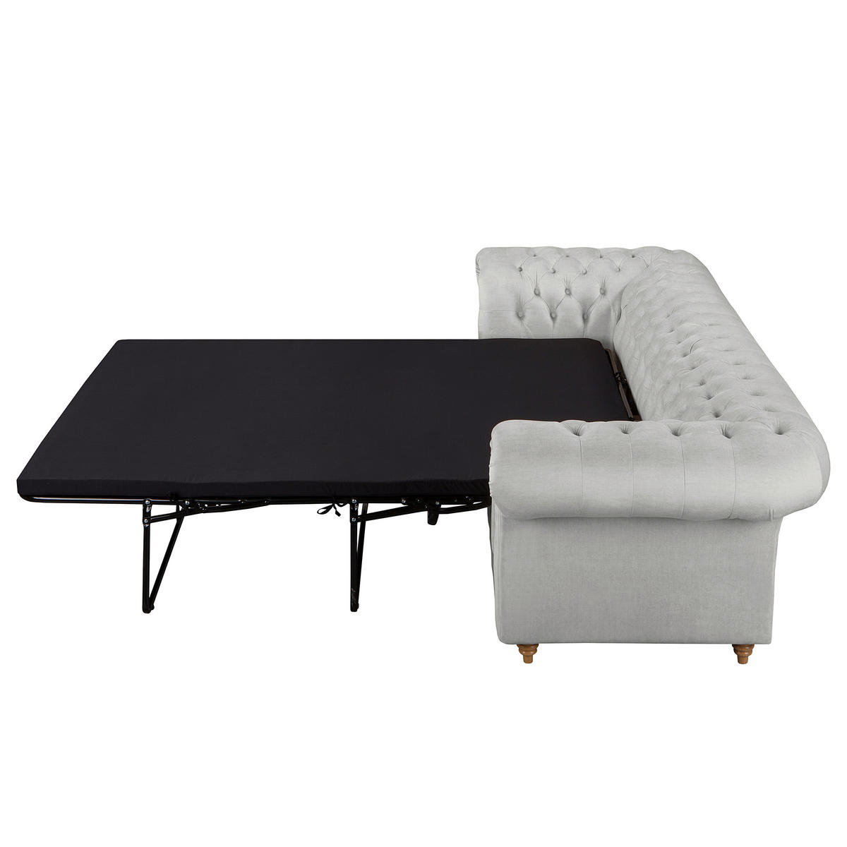 SCHLAFSOFA Mikrofaser Hellgrau Armteil links, Armteil rechts  - Hellgrau/Braun, Design, Holz/Textil (218/74/91cm) - P & B