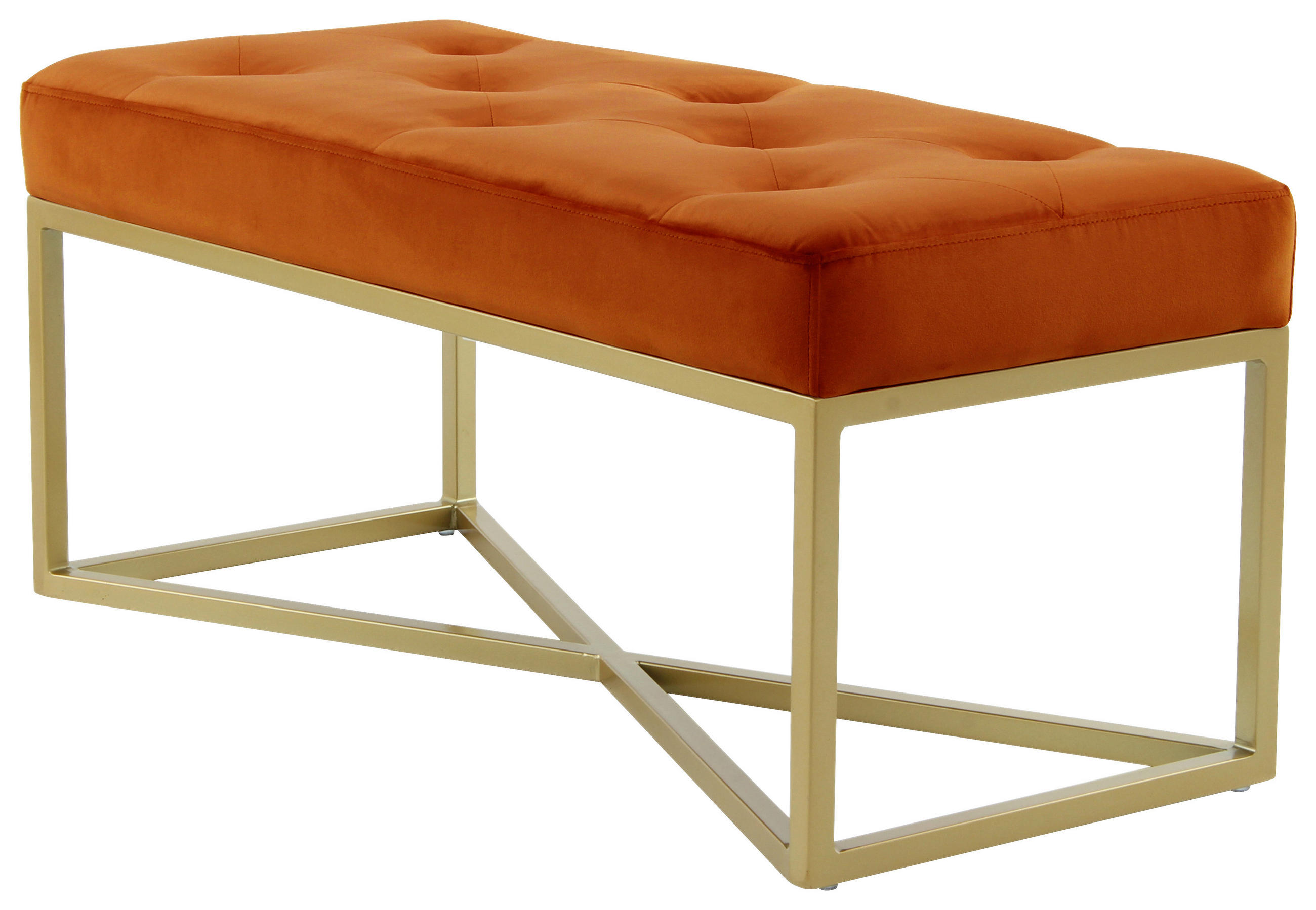 HOCKERBANK 40/40/90 cm Samt Orange, Goldfarben  - Goldfarben/Orange, Design, Holz/Textil (40/40/90cm) - Kayoom