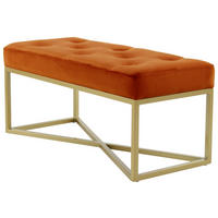 BÄNK i trä, metall, textil, trämaterial orange, guldfärgad  - orange/guldfärgad, Design, metall/trämaterial (40/40/90cm) - Kayoom