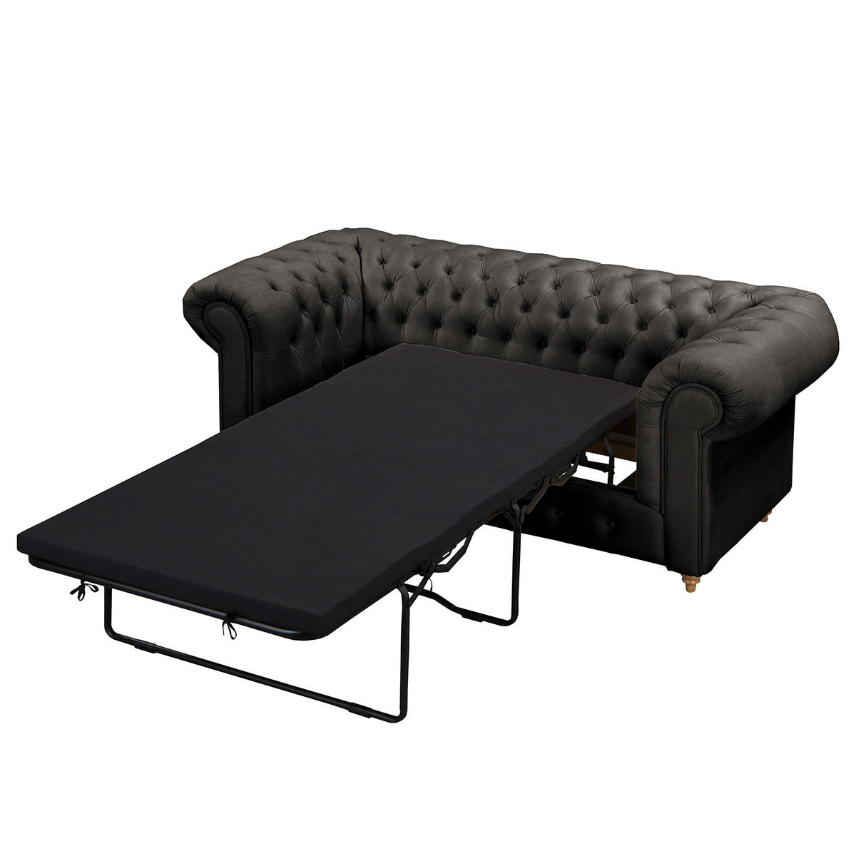 SCHLAFSOFA Mikrofaser Anthrazit Armteil links, Armteil rechts  - Anthrazit/Braun, Design, Holz/Textil (190/74/91cm) - P & B