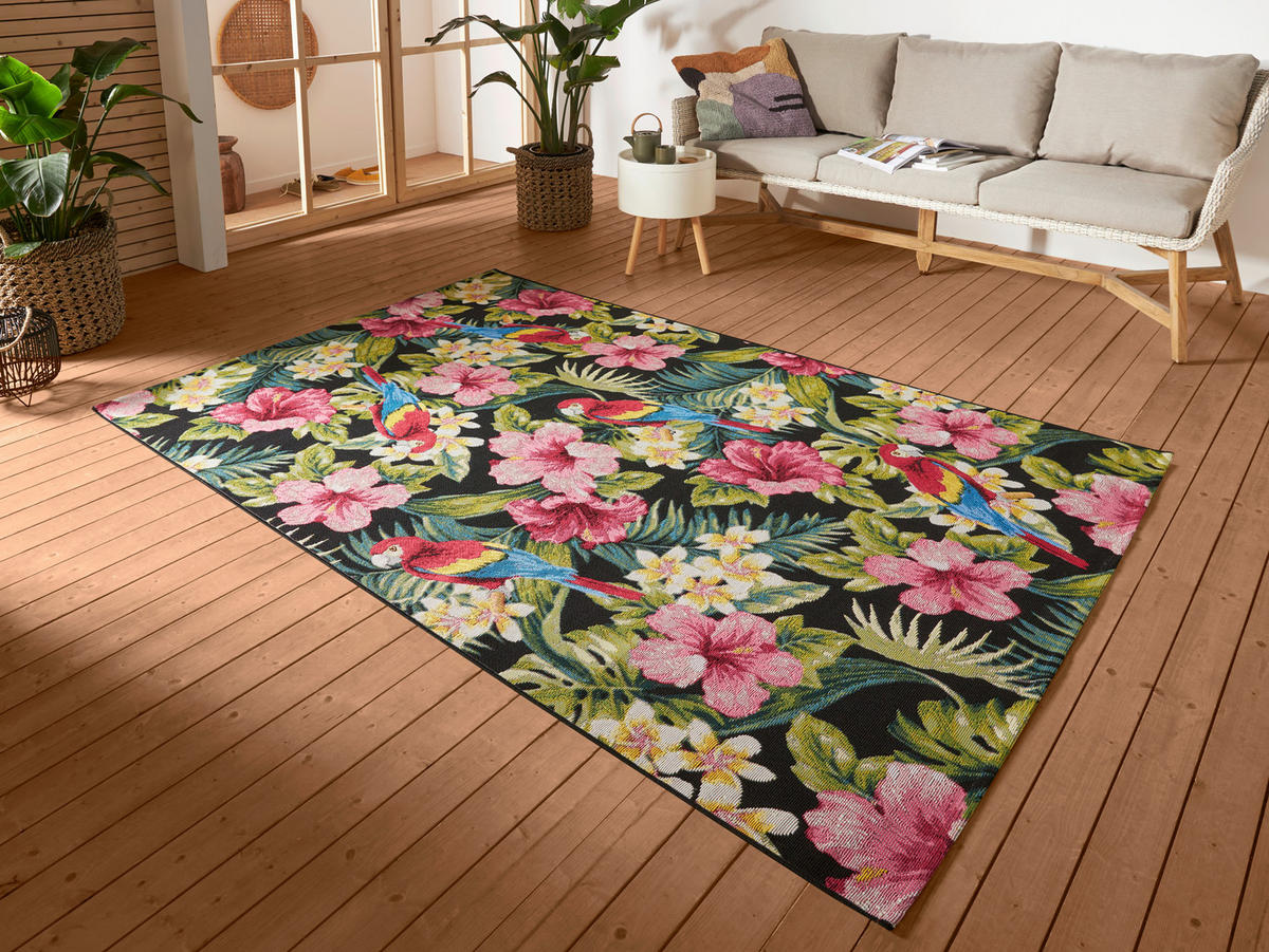 OUTDOORTEPPICH 80/165 cm Flair Multicolor, Schwarz  - Multicolor/Schwarz, Design, Kunststoff (80/165cm) - Hanse Home