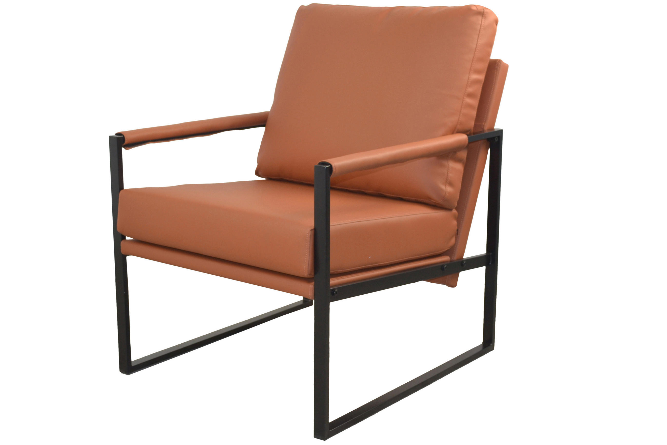LOUNGESESSEL Braun, Cognac    - Cognac/Schwarz, Design, Metall (81/65/90cm) - MID.YOU