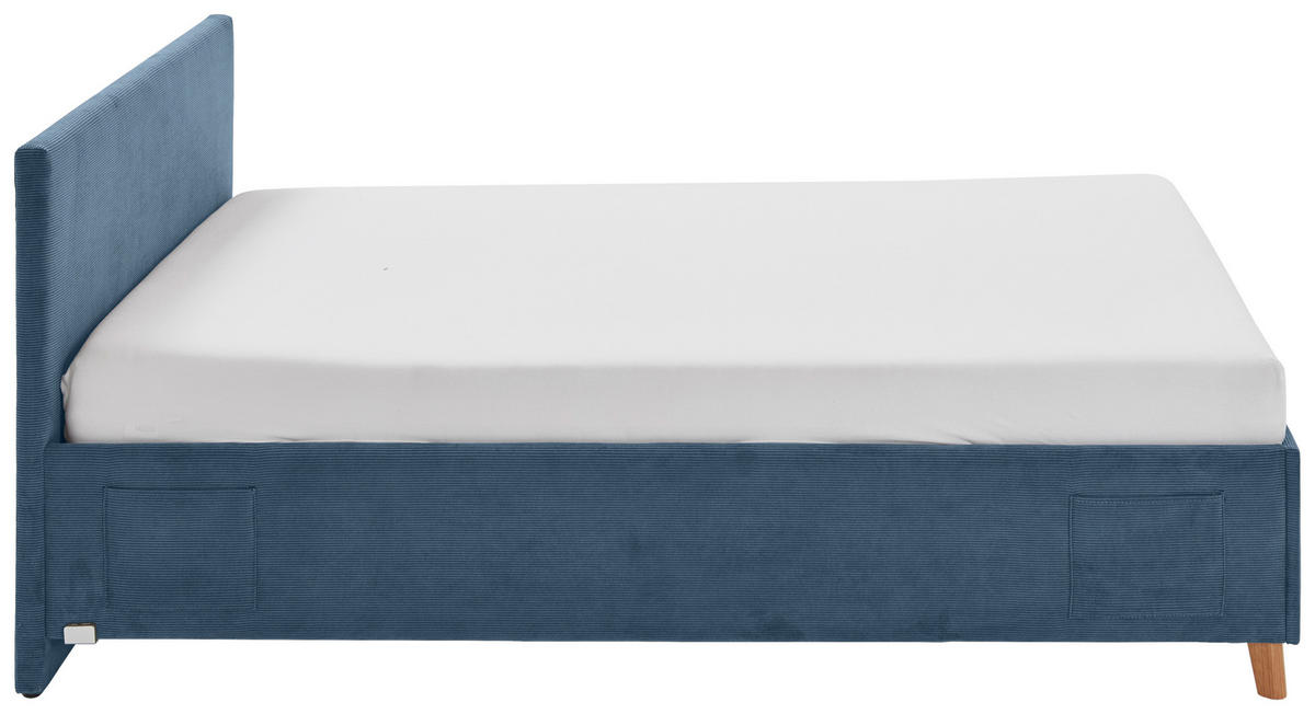 POLSTERBETT Cool 140/200 cm  in Blau  - Blau/Eichefarben, KONVENTIONELL, Holz/Textil (140/200cm) - Stylife