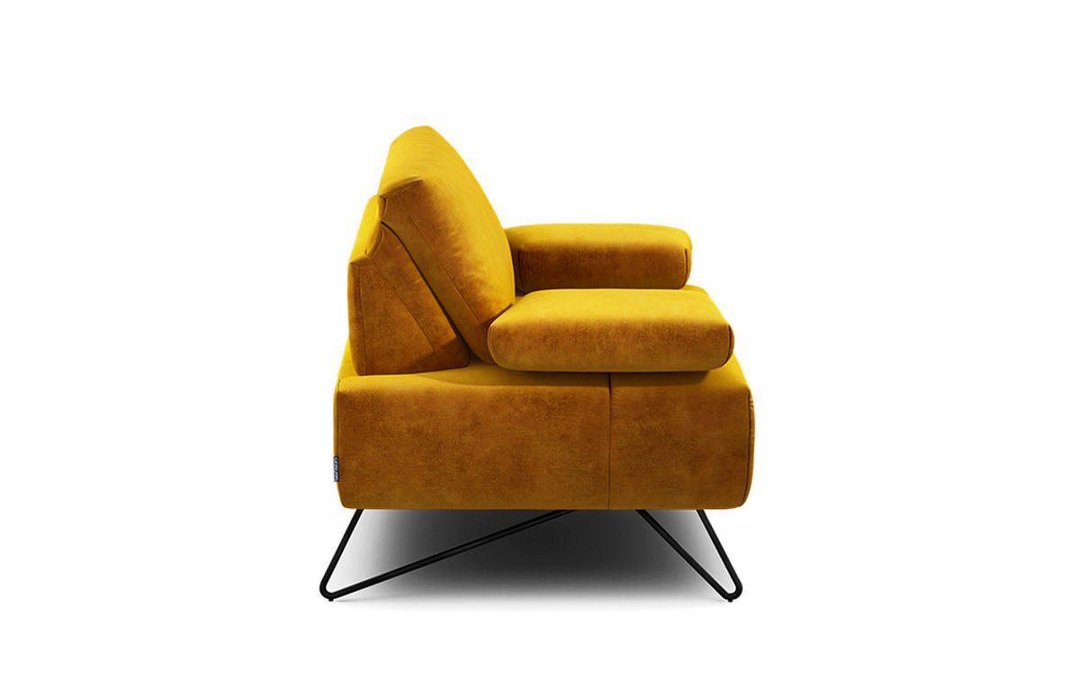SESSEL Samt Gelb    - Gelb/Schwarz, Design, Textil/Metall (114-142/85/86-94cm) - SENSOO
