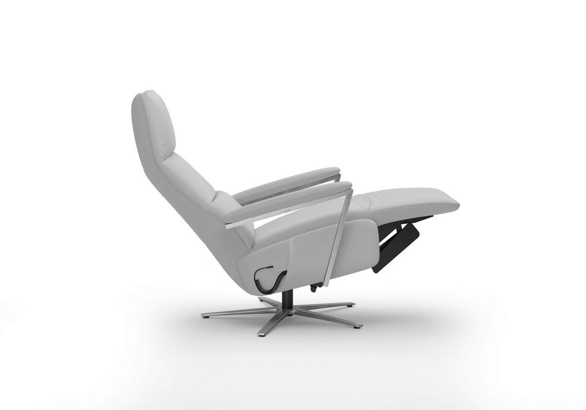 RELAXSESSEL Leder Hellgrau  - Silberfarben/Hellgrau, Basics, Leder/Metall (70/124/85cm) - Sit & More