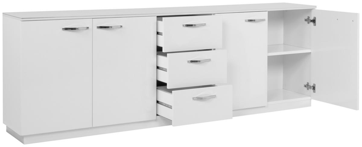 SIDEBOARD  200/68/34 cm 3 Schublade(n)  - Chromfarben/Weiß Hochglanz, Design, Holzwerkstoff/Metall (200/68/34cm) - MID.YOU