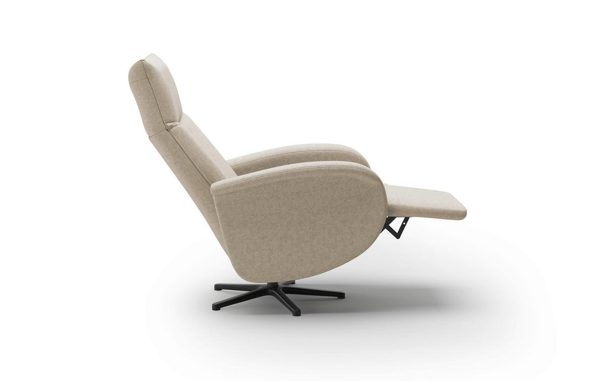 RELAXSESSEL GLENDALE E Flachgewebe Kopfteilverstellung, Rücken echt    - Taupe/Schwarz, KONVENTIONELL, Textil/Metall (75/112/82cm) - Sit & More