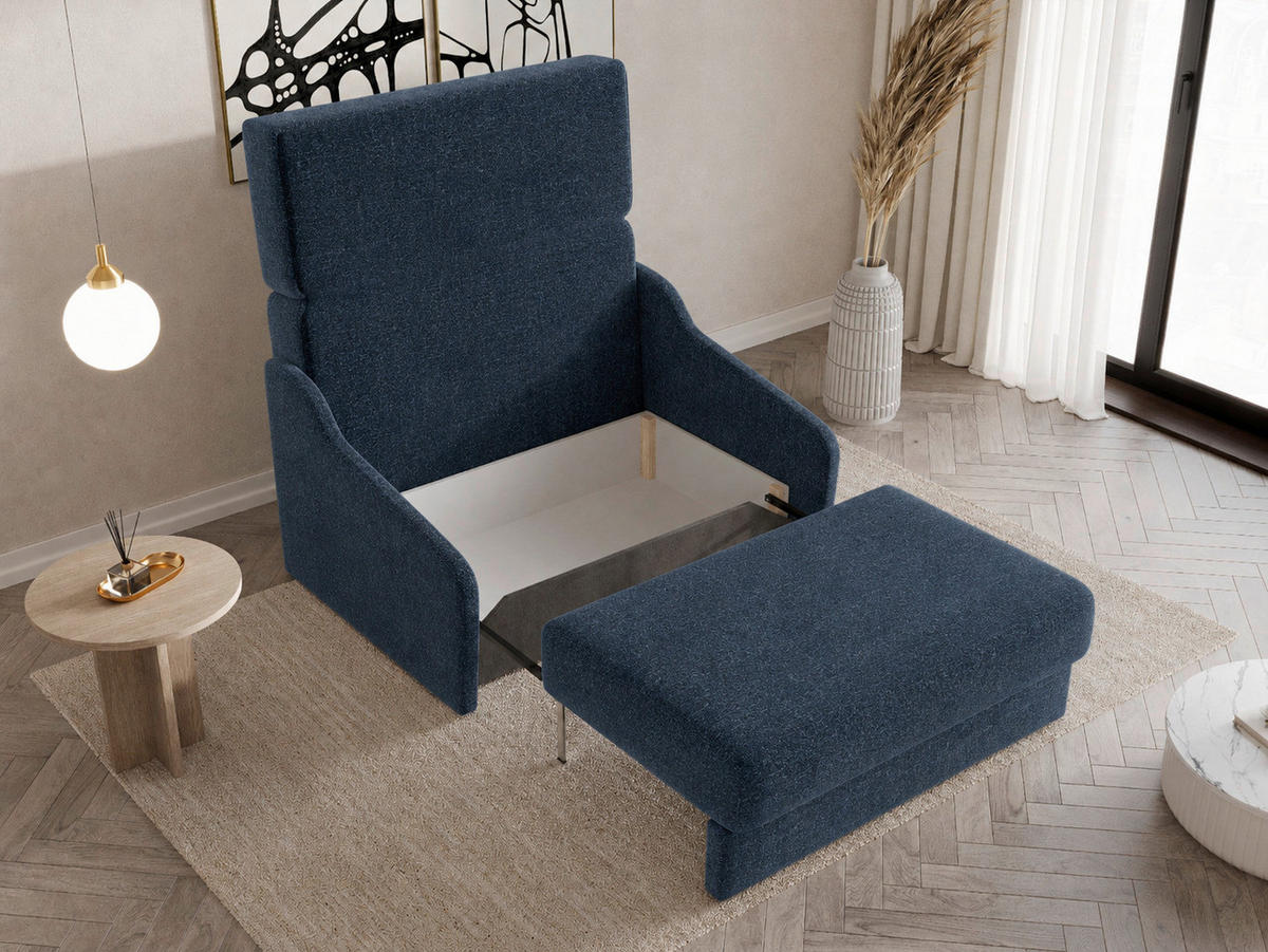 SCHLAFSOFA Dunkelblau  - Schwarz/Dunkelblau, Design, Kunststoff/Textil (136/86/113cm) - MID.YOU