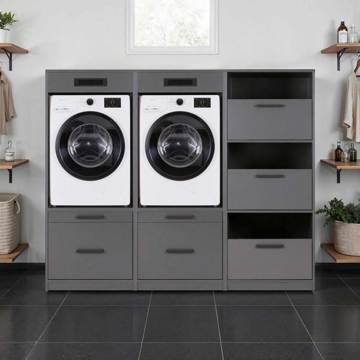 HAUSWIRTSCHAFTSRAUM 201/164/68 cm  in Anthrazit  - Anthrazit, MODERN, Holzwerkstoff (201/164/68cm) - home24