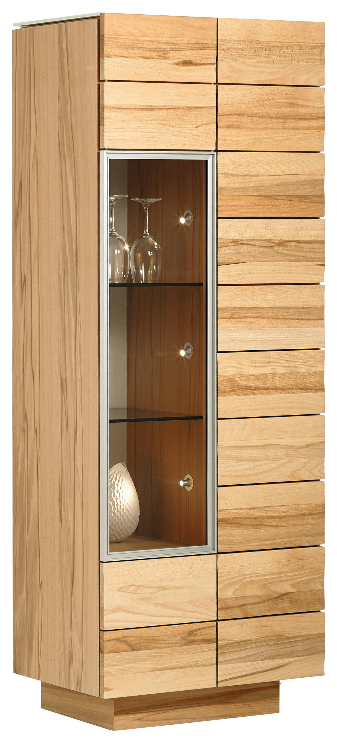 VITRINE in massiv, mehrschichtige Massivholzplatte (Tischlerplatte) Wildeiche Eichefarben  - Eichefarben, Design, Glas/Holz (64/202/42.5cm) - Voglauer