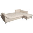 ECKSOFA Creme Struktur  - Creme/Schwarz, KONVENTIONELL, Textil/Metall (247/194cm) - Carryhome