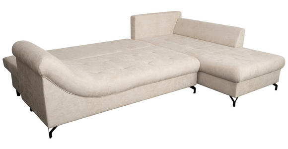 ECKSOFA Creme Struktur - Creme/Schwarz, KONVENTIONELL, Textil/Metall (247/194cm) - Carryhome