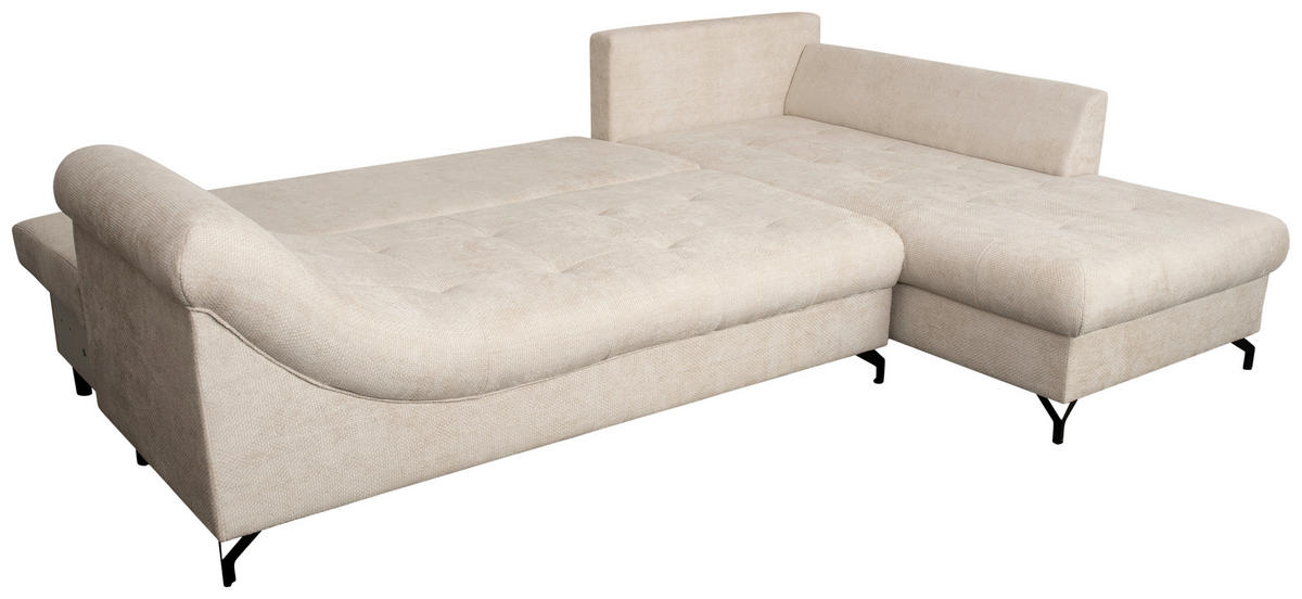 ECKSOFA in Struktur Creme  - Creme/Schwarz, Konventionell, Textil/Metall (274/194cm) - Carryhome