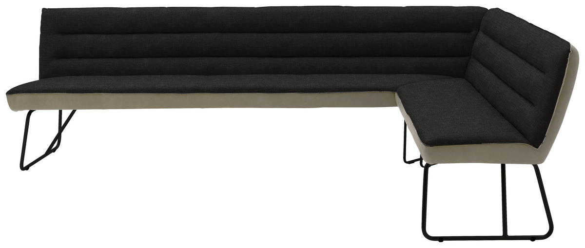 ECKBANK in Metall, Textil Anthrazit, Schwarz, Greige  - Greige/Anthrazit, Design, Textil/Metall (264/174cm) - Dieter Knoll