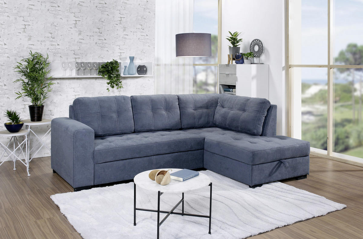 KUTNA GARNITURA tekstil  tamno plava   - tamno plava, Design, tekstil (246/172/80cm) - Xora