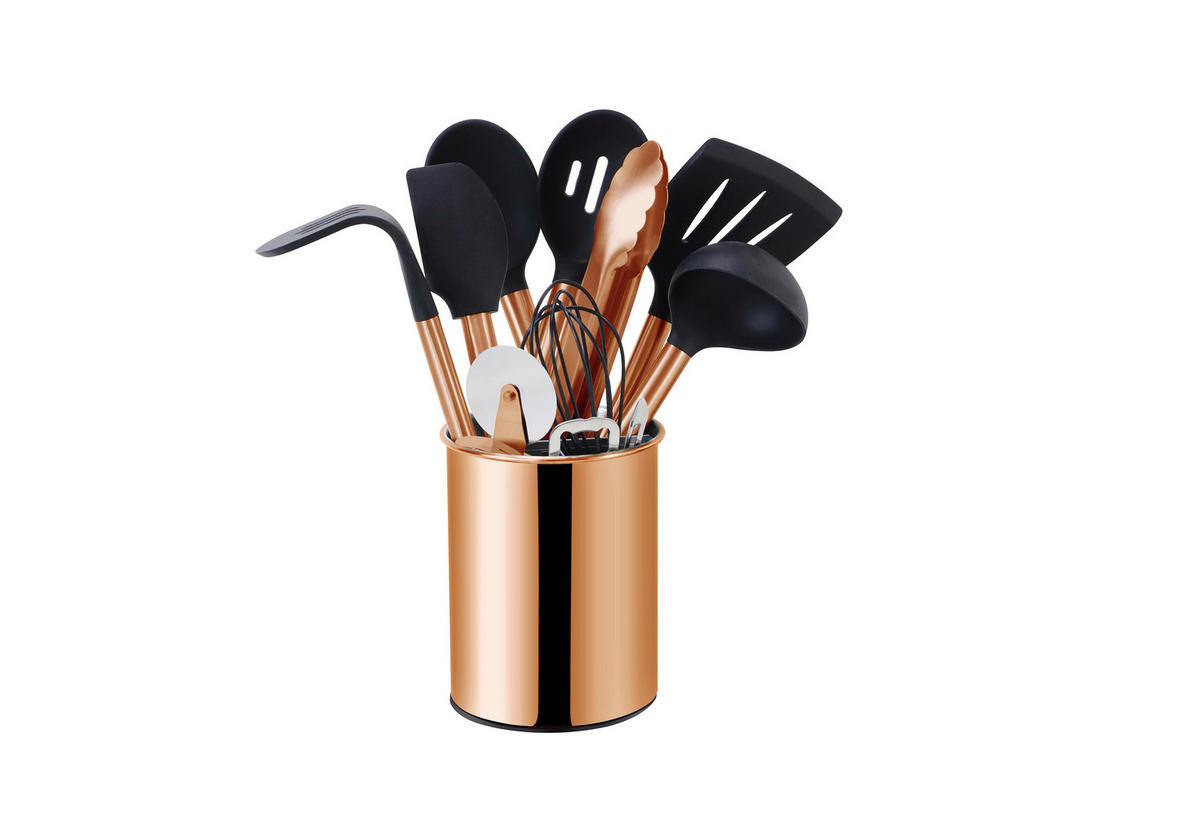 SADA KUCHYNSKÉHO NÁRADIA 12-dielne - čierna/medená, Basics, kov/plast (13cm) - Echtwerk