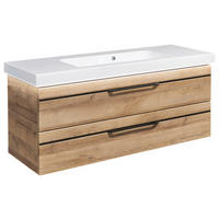 WASCHTISCHKOMBI 123,5 cm  - Eichefarben/Schwarz, MODERN, Holzwerkstoff/Stein (123,5cm) - Sadena