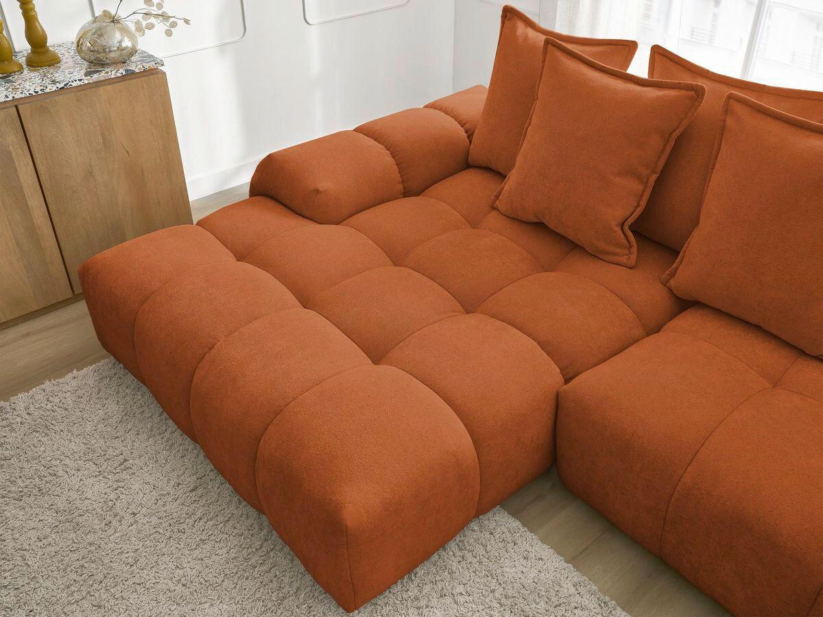 ECKSCHLAFSOFA EVEREST  mit Rücken echt, Armteil links, Armteil rechts Struktur Orange  - Schwarz/Orange, MODERN, Kunststoff/Textil (180/318cm) - Livetastic
