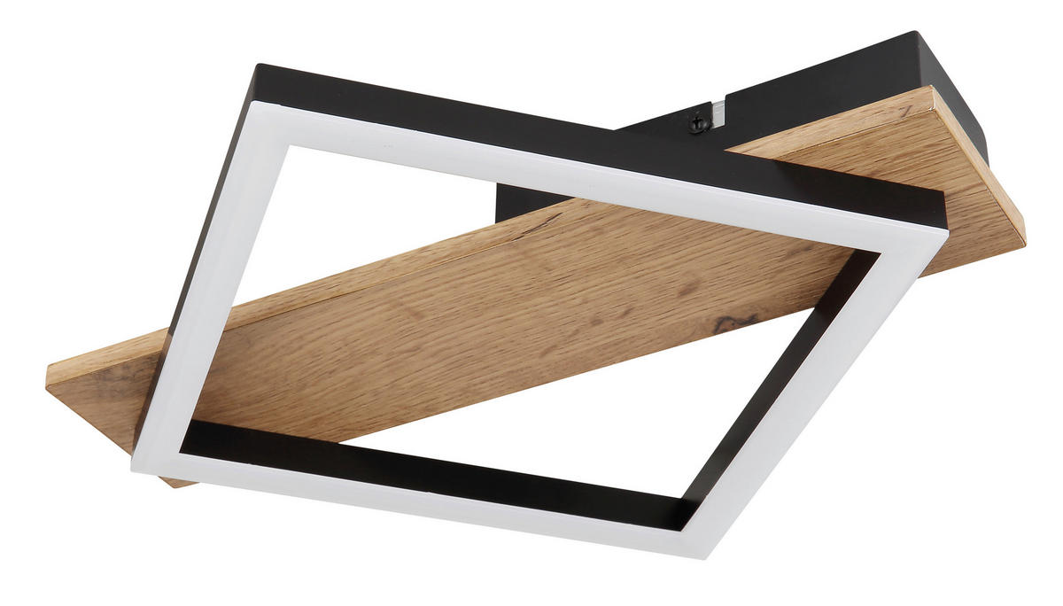 LED-DECKENLEUCHTE 12 W    33/31/5,5 cm  - Dunkelbraun/Opal, Natur, Holzwerkstoff/Kunststoff (33/31/5,5cm) - Globo