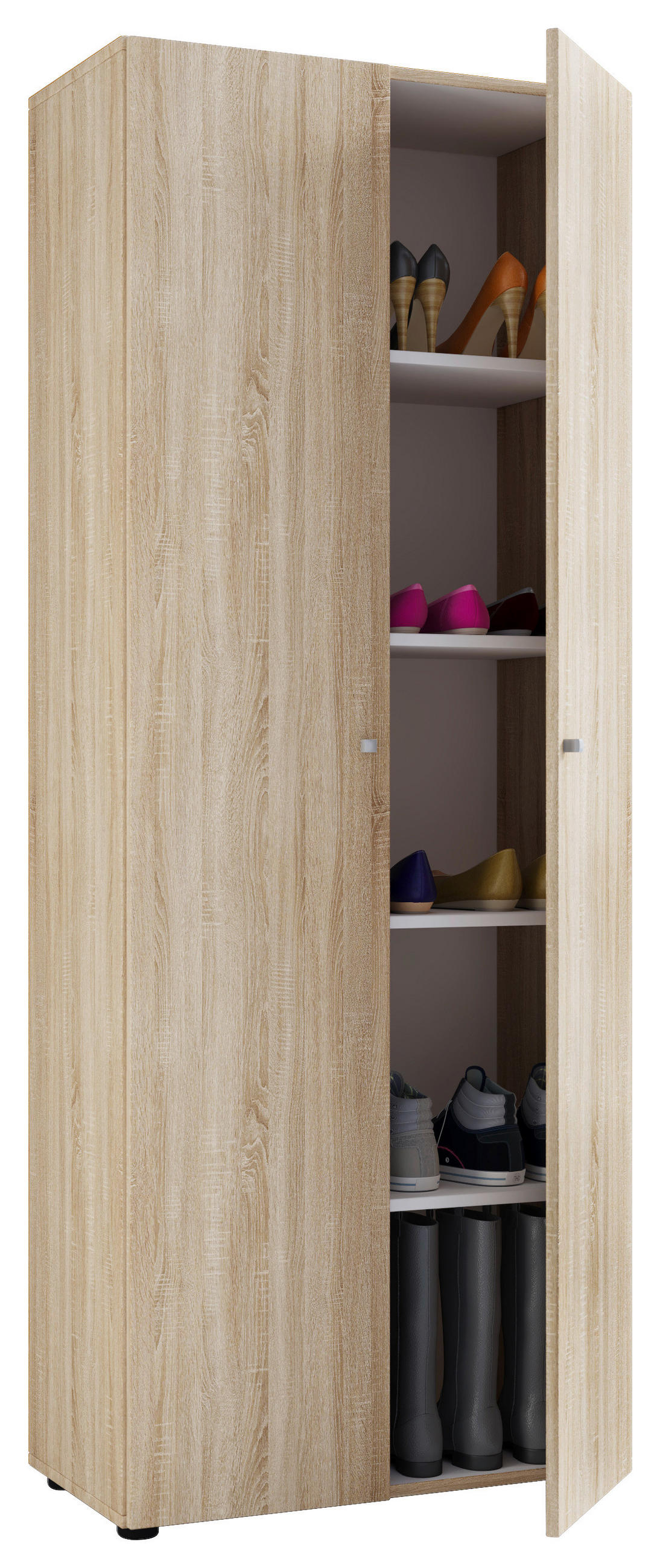 SCHUHSCHRANK Vandol  in 71/180/39 cm  - Silberfarben/Schwarz, Design, Holzwerkstoff/Kunststoff (71/180/39cm) - MID.YOU