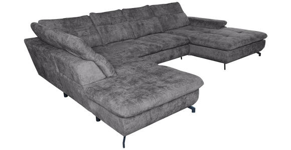 WOHNLANDSCHAFT in Struktur Dunkelgrau  - Dunkelgrau/Schwarz, KONVENTIONELL, Textil/Metall (253/357/188cm) - Carryhome